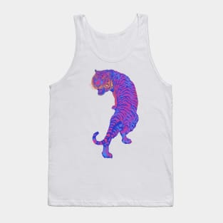 Cyberpunk Neon Pink and Blue Tiger Tank Top